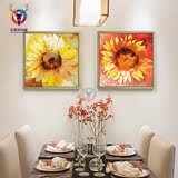 现代装饰画抽象向日葵花卉手绘油画房间餐厅玄关客厅挂画墙壁挂画
