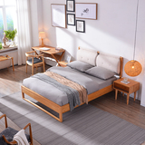 北美白橡木 北欧宜家纯实木床1.8米1.5双人床1.2单人床 极美家具