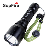 SupFire神火强光手电筒可充电远射T6/L2 LED家用骑行防水手电C10
