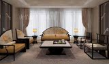新中式沙发 现代简约创意牡丹花扇形沙发 实木布艺三人沙发组合