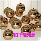 简约创意个性双孔金色电镀球玻璃圆球形吊灯餐厅吧台走廊装饰吊灯