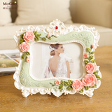 创意欧式复古卧室小相框白色简约个性摆台横式玫瑰相框树脂相架