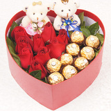巧克力红玫瑰花盒礼盒装 北京鲜花同城速递花店生日礼物送花订花