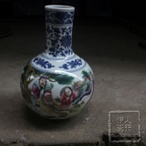 景德镇陶瓷花瓶摆件名人陶瓷花瓶手绘仿古青花粉彩人物瓷器天球瓶