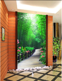 3D立体竹林壁画竖版玄关过道走廊背景墙壁纸自然风景延伸空间餐厅