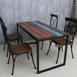 美式LOFT实木餐桌椅组合住宅家具方饭桌复古家用咖啡厅餐厅桌椅