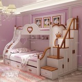 美式儿童城堡床高低床子母床 公主床上下床双层床1.5米实木床定制