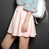 ANN LIMITED 2016夏新款 前片褶皱粉色高腰伞裙A字半身裙CL038