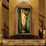 纯手绘客厅装饰画安格尔人体油画 世界名画有框画玄关卧室挂画 泉