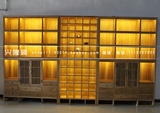 老榆木展柜现代博古格柜中式储藏陈列柜免漆环保书柜三组合实木