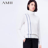 Amii 2016秋冬装新款艾米高领修身大码短款针织衫女长袖套头毛衣