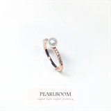 【pearlboom】微镶镀18K玫瑰真金 天然淡水珍珠5-6mm戒指