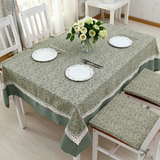 新款美式田园风格桌布布艺蕾丝棉麻拼接餐桌布茶几台布椅套套装
