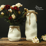 美式花瓶摆件欧式现代简约客厅创意陶瓷家居装饰品白色餐桌插花