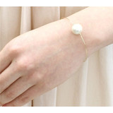 【夏天家】极简约欧美日本韩国棉花珍珠优雅气质细圈金属手镯手环