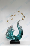 酒店玻璃钢装饰品现代雕塑艺术品抽象树脂电镀小鱼摆件透明工艺品