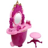 雄城正品芭比娃娃玩具公主仿真化妆台旅行箱城堡梳妆台灯光音乐