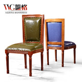 VVG 美式家具头层真皮餐椅 简约全实木皮艺餐椅 欧式餐厅椅子五包