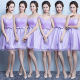 2016夏季新款淡紫色伴娘团礼服短款显瘦伴娘服姐妹裙结婚小礼服夏