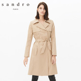 sandro 2016春夏新款女装 MALICIA长袖双排扣经典风衣 M9161E