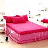 韩式公主风床裙床罩三四4件套夹棉蕾丝花边1.2米1.5m1.8床上用品