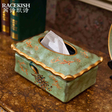纸巾盒欧式客厅家居装饰摆件 复古陶瓷奢华复古创意抽纸盒