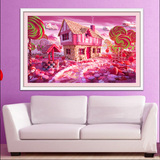 新款5d钻石画十字绣客厅梦幻小屋粉色城堡满钻儿童卧室艺术画