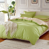 简约全棉纯色四件套纯棉床单素色4件套斜纹被套绿色四件套床品