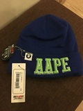 AAPE正品蓝色雪帽针织帽
