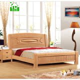 进口榉木双人全实木床1.8米成人床欧式简约现代原木卧室套房家具