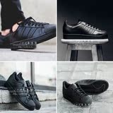 6月香港正品Adidas三叶草贝壳头全黑情侣男女休闲板鞋AF5666