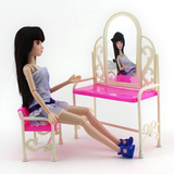 新款芭比娃娃家具配件梦幻梳妆台套装DIY过家家玩具可儿等通用