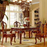宜朗欧式实木餐桌椅组合大理石 美式餐桌饭桌6人长方形餐桌椅子