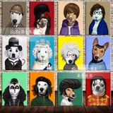 卡通动物狗狗装饰画酒吧动物明星个性创意挂画儿童房宠物无框壁画