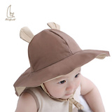 蜗飞爱 春夏男女宝宝帽子可爱小熊耳朵新生儿帽子婴儿外出遮阳帽