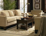 仿HARBOR美式实木框架布艺沙发 简约美式三人沙发 棉麻布艺沙发