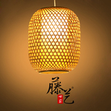 现代中式餐厅茶楼客厅卧室灯木质竹艺日式灯具东南亚竹编灯笼吊灯