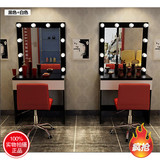 韩式迷你梳妆台钢化玻璃带灯田园化妆台现代简约小户型 烤漆卧室