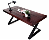 桌钢木铁艺实木桌办公桌X型桌脚美式餐桌椅咖啡厅餐厅桌椅4-6人餐