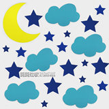 新款 儿童睡房午睡室EVA装饰墙贴 幼儿园环境装饰 大月亮云朵星星