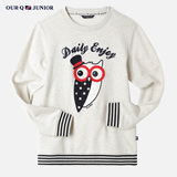 OURQ女童秋装新款T恤韩国青少年童装可爱猫头鹰印花T恤OLFG-ML53C