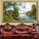纯手绘欧式风景油画山水客厅家居装饰品有框画壁画风水聚宝盆挂画