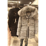 冬装新款韩版加厚保暖棉服女中长款超大毛领连帽外套