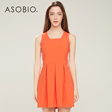 ASOBIO 2015春季新款连衣裙女装 时尚气质甜美纯色无袖连衣裙