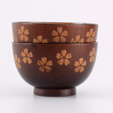 日式木碗樱花小木碗成人儿童宝宝汤饭碗和风餐具套装大碗筷情侣碗