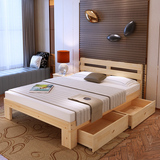 全实木床1.5松木儿童床1.2单人床榻榻米简约现代家具双人床1.8米