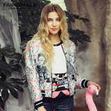 马克华菲女装2016年秋季新品爱丽丝系列短款印花夹克外套