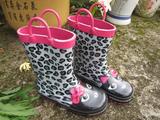 韩国儿童卡通雨鞋中大男童水鞋中筒豹纹防滑女孩橡胶鞋春秋季雨靴