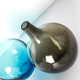 高端手工吹制花器样板间摆件高透玻璃花瓶现代圆润锥形百搭