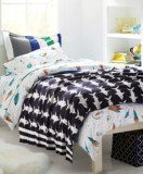 外贸A类全棉黑白宜家欧洲简约设计风鲨鱼线毯沙发盖毯针织毯